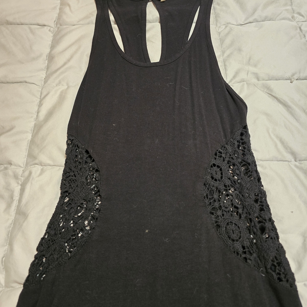 Rip Curl Black Maxi Dress with Lace Accents